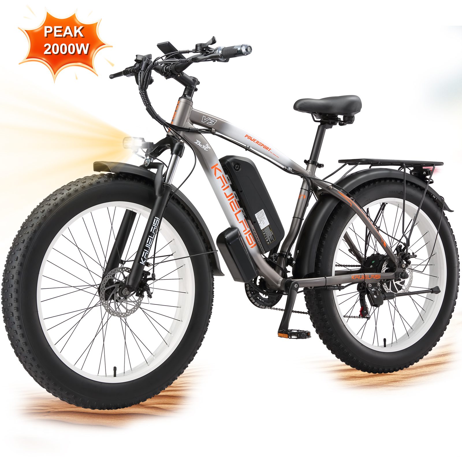 KAIJIELAISI V3 Electric Bike for Adults 26" Fat Tire 2000W Peak Rear Motor Electric Bicycle Samsung 48V 15AH 720WH Waterproof Removable Battery Mountain Snow Beach Ebike Shimano 28MPH 21 Speed E-Bike - Image 2