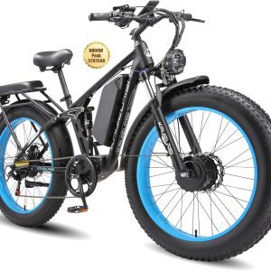 KAIJIELAISI V3 Pro 6000W Peak Electric Bike for Adults, 38MPH 26” Fat Tire Dirtbike, AWD Ebike Dual Motor, 52V 26AH Removable Battery Fast Dual Hydraulic Brake Electric Mountain Bike Full Suspension Ebikes