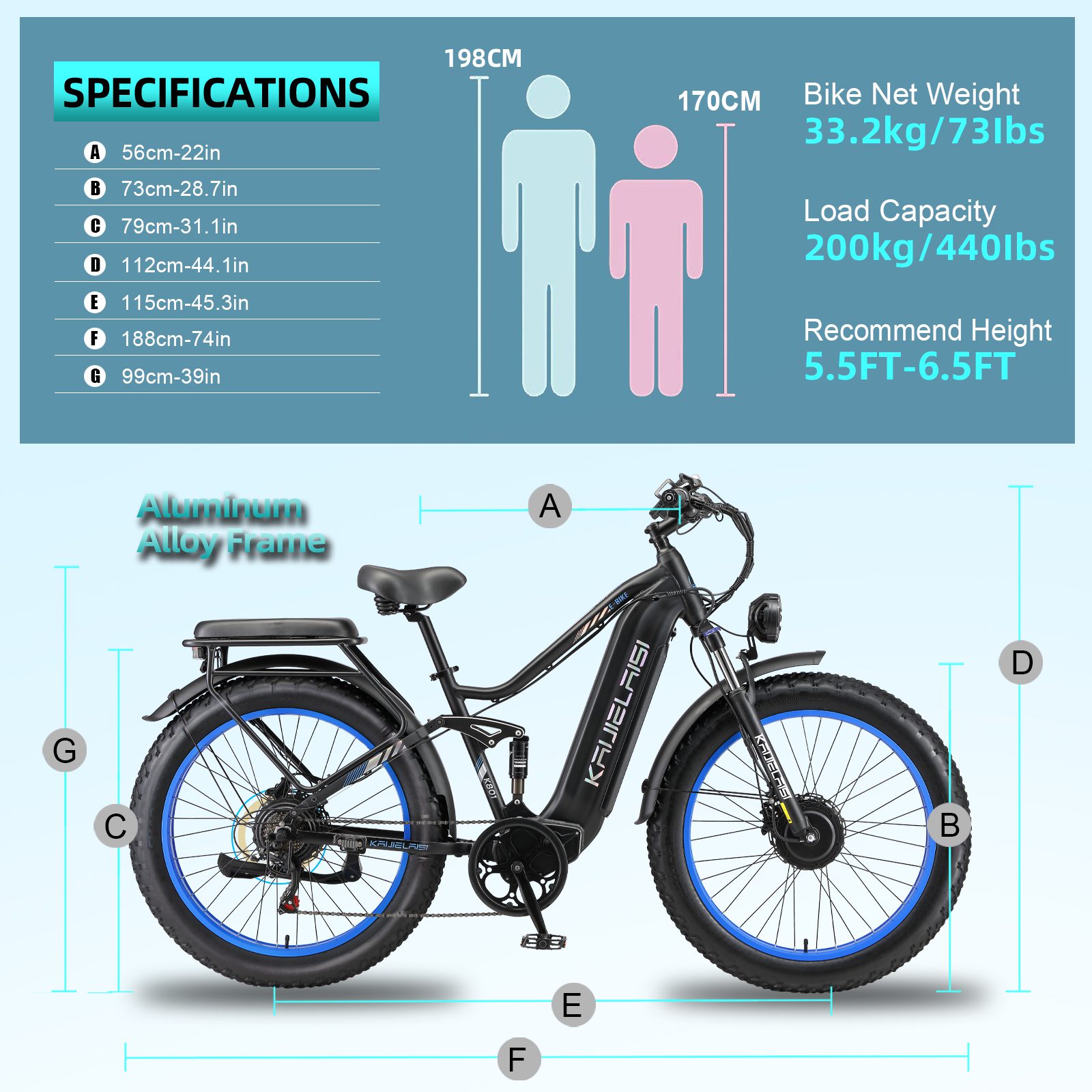 KAIJIELAISI K801 6000W Peak Electric Bike for Adults,45 MPH Top Speed 26” Fat Tire Dirtbike,60V 35AH Removable Battery Fast Dual Hydraulic Brake Electric Mountain Bike Full Suspension Ebikes - Image 10