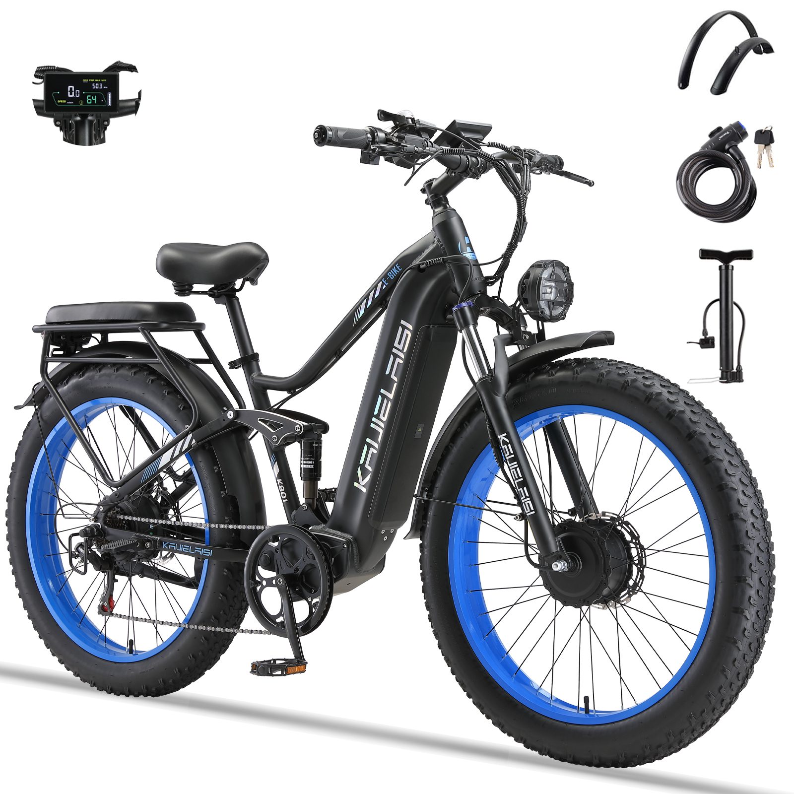 KAIJIELAISI K801 6000W Peak Electric Bike for Adults,45 MPH Top Speed 26” Fat Tire Dirtbike,60V 35AH Removable Battery Fast Dual Hydraulic Brake Electric Mountain Bike Full Suspension Ebikes - Image 2