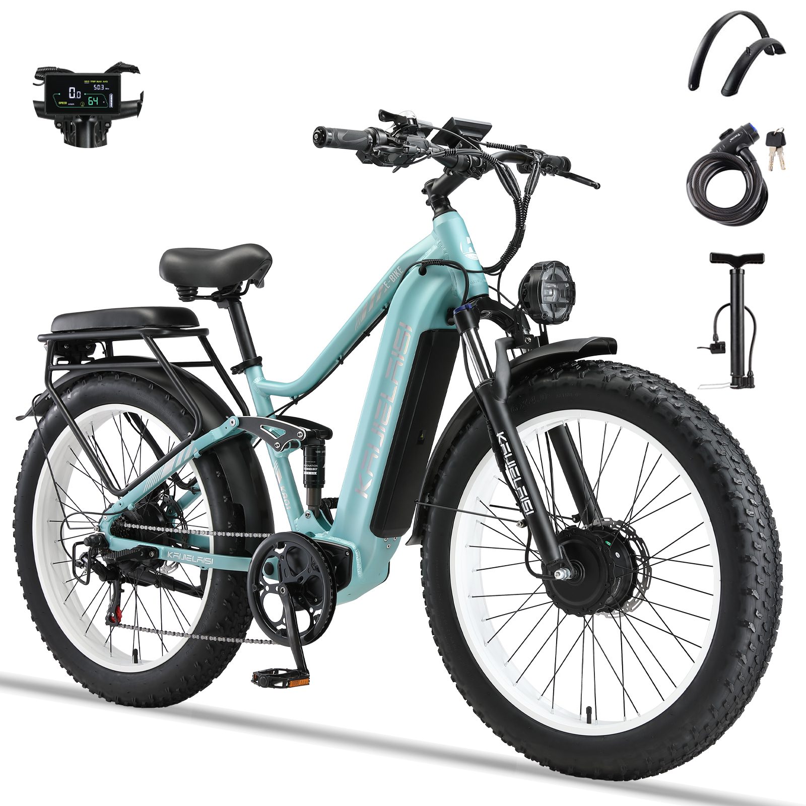 KAIJIELAISI K801 6000W Peak Electric Bike for Adults,45 MPH Top Speed 26” Fat Tire Dirtbike,60V 35AH Removable Battery Fast Dual Hydraulic Brake Electric Mountain Bike Full Suspension Ebikes - Image 3