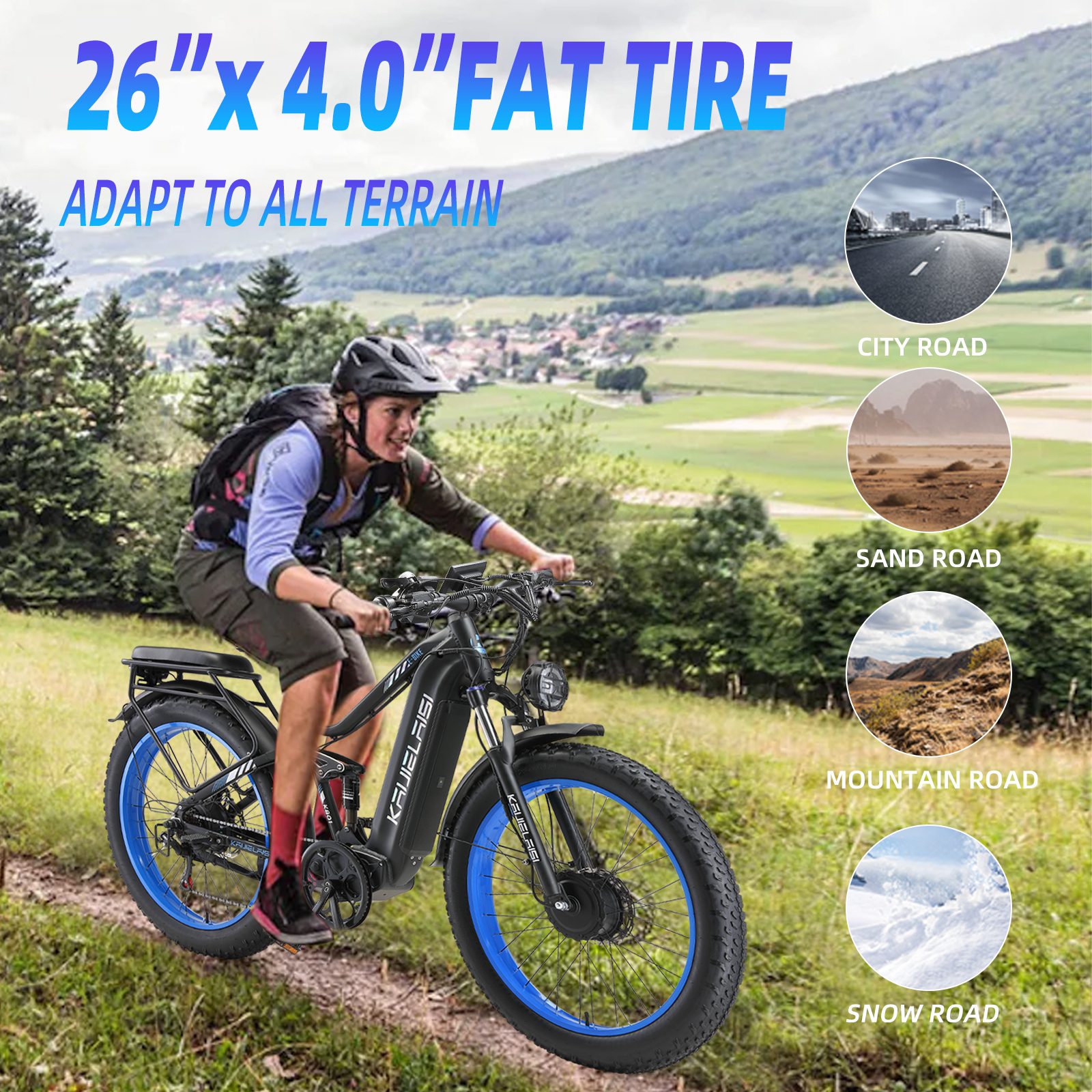 KAIJIELAISI K801 6000W Peak Electric Bike for Adults,45 MPH Top Speed 26” Fat Tire Dirtbike,60V 35AH Removable Battery Fast Dual Hydraulic Brake Electric Mountain Bike Full Suspension Ebikes - Image 9